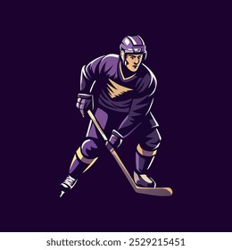 A flat illustration of hokey player