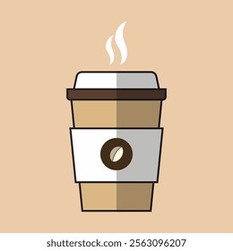 Flat Illustration of a Hot Takeaway Coffee Cup