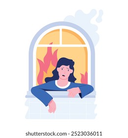 A flat illustration of house fire 