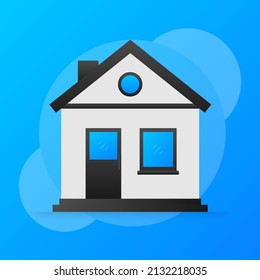 Ilustración plana con el icono de la casa. Ilustración vectorial simple