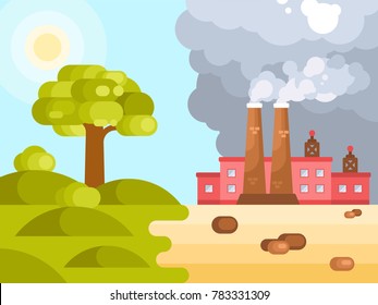 Flat illustration of human impact on climate change