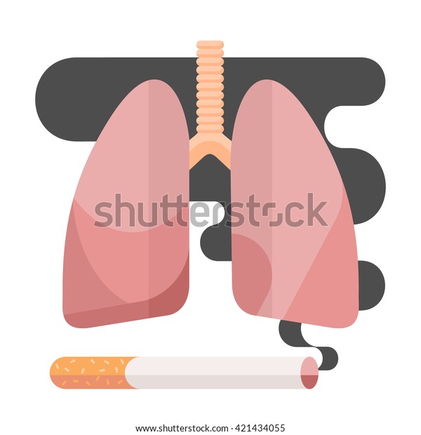 Flat Illustration Human Lungs Cigarette Smoke Stock Vector (Royalty ...