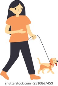 Ilustración plana de humano con mascotas. Aislado en el fondo blanco