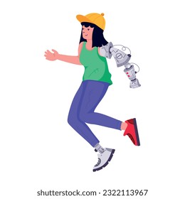 A flat illustration of humanoid robot 
