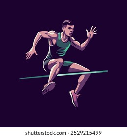 Uma ilustração plana de um jogador de corrida de obstáculos