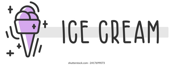 Flache Illustration mit Eis-Symbol und Text 