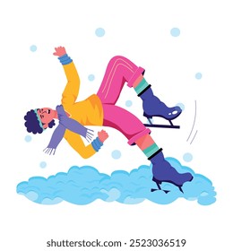 Una ilustración plana de patinaje sobre hielo