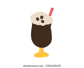 Flat illustration of an iced matcha latte with milk and ice on white background. Bright cafe beverage graphic for menus, stickers, and trendy drink projects.
