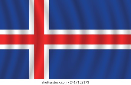 Flat Illustration of Iceland flag. Iceland national flag design. Iceland Wave flag.
