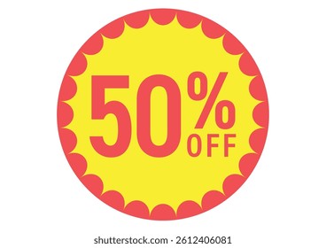 Flat illustration icon of 50%OFF