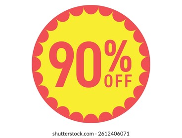 Flat illustration icon of 90%OFF