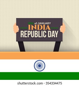 Flat Illustration of India Republic Day 26th of January. National Celebration Card, Badges Vector Template Background