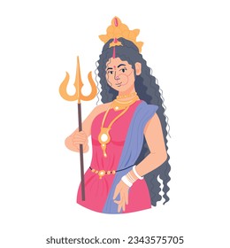 Ilustración plana de la diosa india 