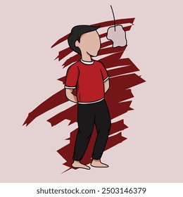 Flat illustration of Indonesian independence day with people eating crackers