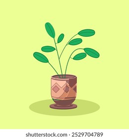 Ilustración plana decoración de plantas de interior