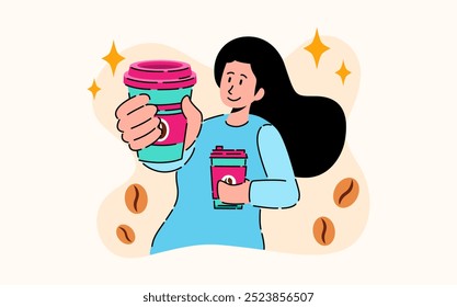 Flat illustration for international coffee day celebration