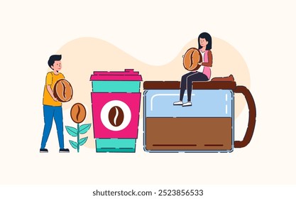 Flat illustration for international coffee day celebration