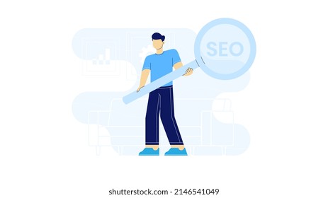 Flat illustration of Internet business SEO strategy. Suitable for landing page, website, web design, UI design, etc.