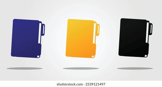 
A flat illustration of an inventory folder icon in three different colors. Perfect for organizational themes, business graphics, or inventory management, adding a vibrant touch to your visuals.