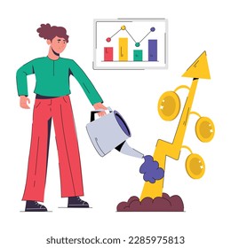 Ilustración plana de los beneficios de la inversión 