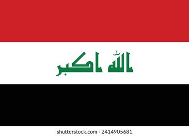 Ilustración plana de la bandera nacional del Iraq. Diseño de la bandera nacional del Iraq. 
