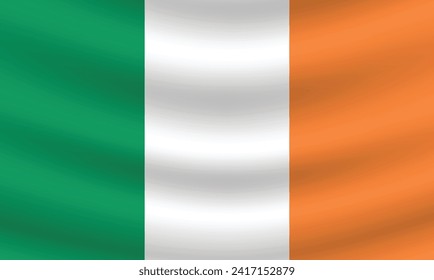 Flat Illustration of Ireland flag. Ireland national flag design. Ireland Wave flag.
