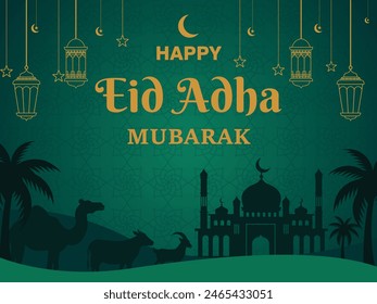 Flat illustration for islamic eid al-adha celebration

