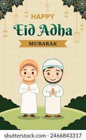 Ilustración plana para la celebración islámica del eid al-adha