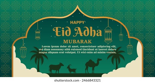 Ilustración plana para la celebración islámica del eid al-adha