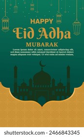 Flat illustration for islamic eid al-adha celebration
