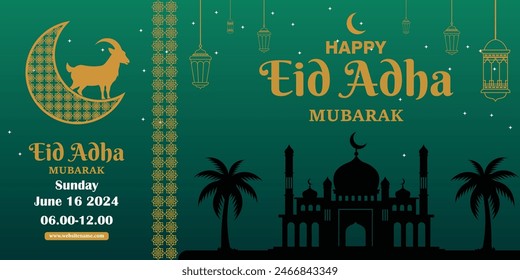 Flat illustration for islamic eid al-adha celebration