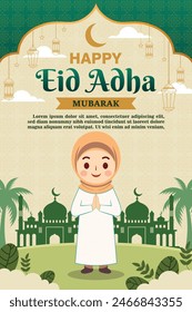 Flat illustration for islamic eid al-adha celebration