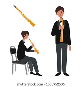 A flat illustration of isolated Asian man player on white background. Design layout for banners presentations, flyers, 