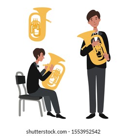 A flat illustration of isolated Asian man player on white background. Design layout for banners presentations, flyers, 