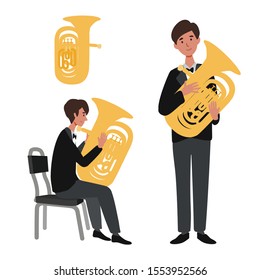A flat illustration of isolated Asian man player on white background. Design layout for banners presentations, flyers, 