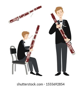 A flat illustration of isolated a caucasian man player on white background. Vector illustration.