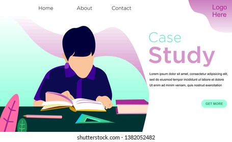 Flat illustration isometric concept of online education,online course, case study. Can use for web banner and poster. Isolated on white background