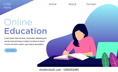 Flat illustration isometric concept of online education,online course, case study. Can use for web banner and poster. Isolated on white background