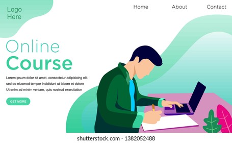 Flat illustration isometric concept of online education,online course, case study. Can use for web banner and poster. Isolated on white background