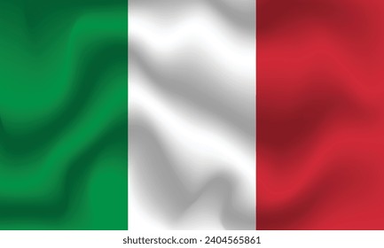 Ilustración plana de la bandera italiana. Diseño de la bandera nacional de Italia. Bandera de la ola de Italia.
