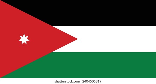 Flache Illustration der jordanischen Flagge. jordanische Flaggengestaltung. 
