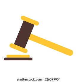 Flat illustration of judge gavel vector icon for web design