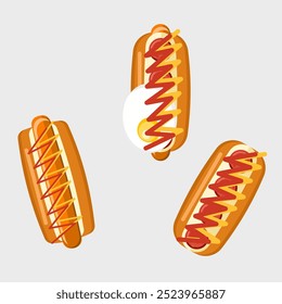 Ilustración plana comida chatarra, hotdog