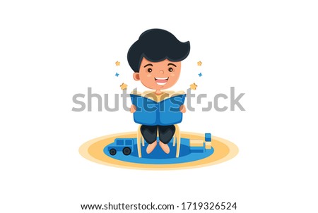 Flat illustration kid reading a book | Learning through play
