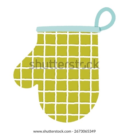Flat illustration of kitchen mitts. Oven mitts for grabbing hot pots. Oven gloves for grabbing baking sheets inside the oven.