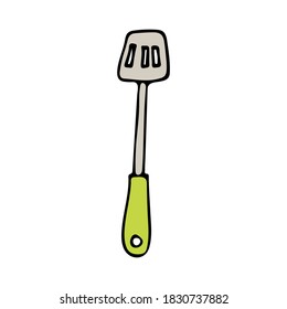 Flat illustration of kitchen spatula in vector. Colorful icon of kitchen spatula in vector. Colorful doodle illustration of spatula