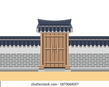 Flat illustration of korean traditional gate