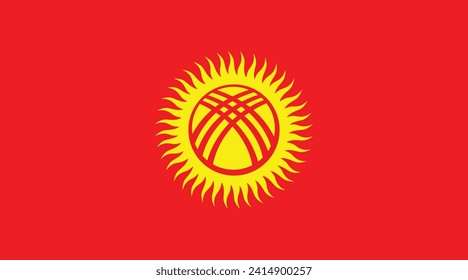 Flat Illustration of Kyrgyzstan national flag. Kyrgyzstan flag design. 
