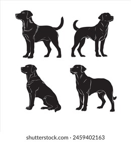 Ilustración plana de Labrador Retriever perro silueta