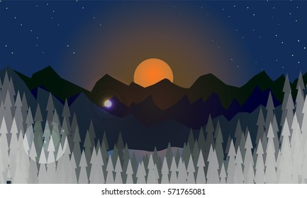 Flat illustration of landscape.